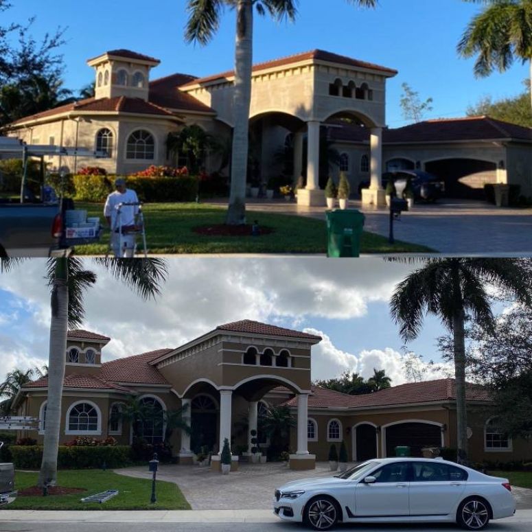 Pintura exterior de casa — antes y después