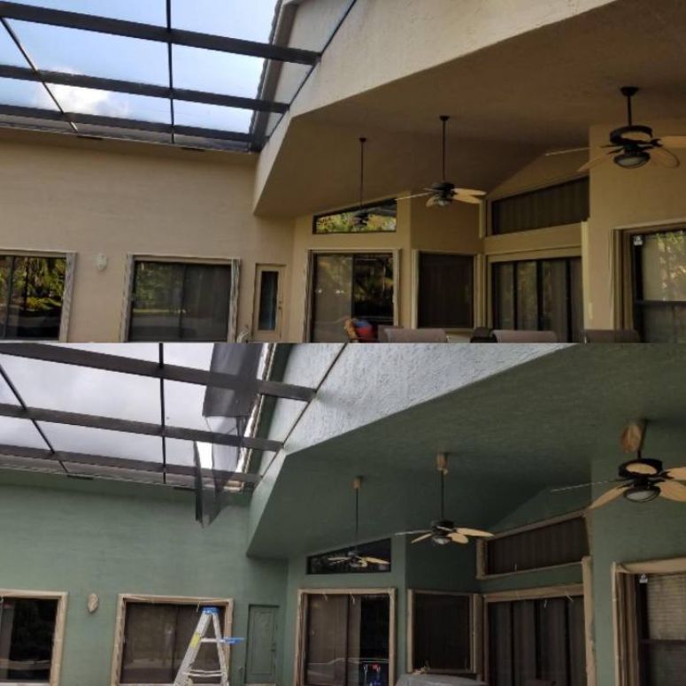 Patio techado — antes y después